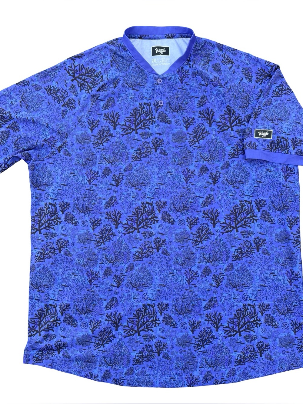 Waggle “Relief Reef” PURPLE Coral Blade Collar Golf Polo Shirt Mens 2XL XXL